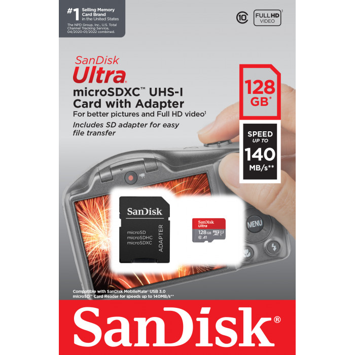 Sandisk Ultra SDSQUAB128GGN6MA Memoria Micro SD Ultra Mobile 128gb Adattatore SD