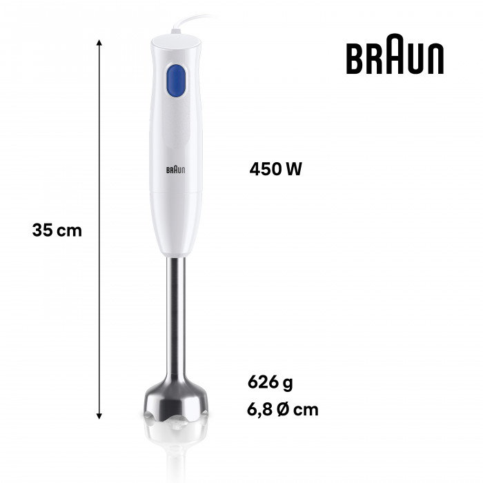 Braun Minipimer MQ10201M Frullatore a Immersione 450W 0.6 Litri