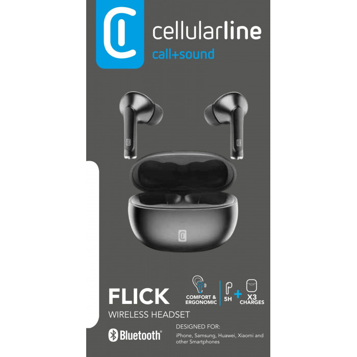 Cellular Line BTFLICKTWSK Auricolari Nere Bluetooth Senza Filo