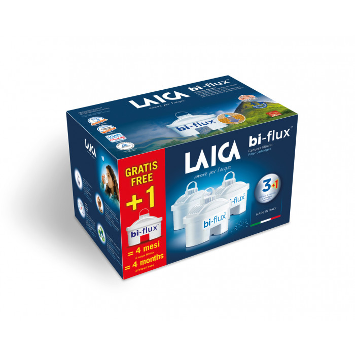 Laica Confezione 4 Cartucce Filtranti Bi-flux Filtro Ricambio per Caraffa