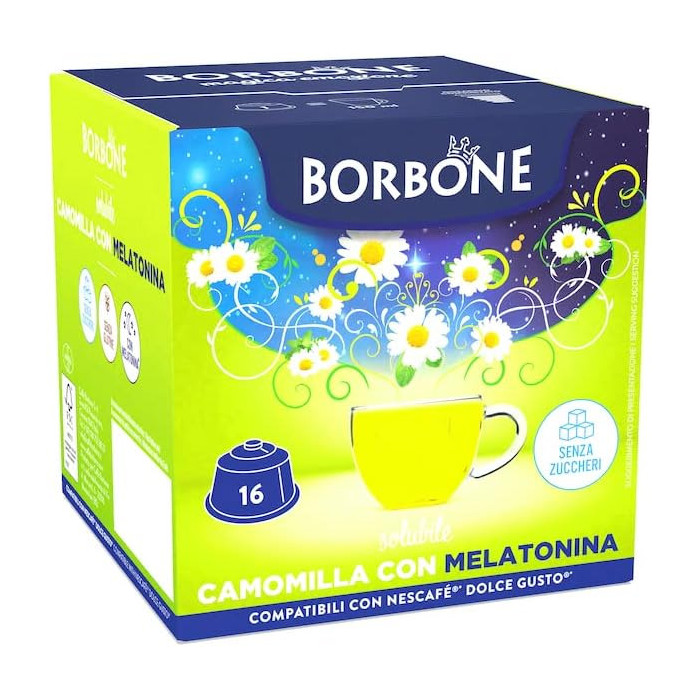 Caffe Borbone 16 Capsule Camomilla alla Melatonina Compatibili Dolce Gusto