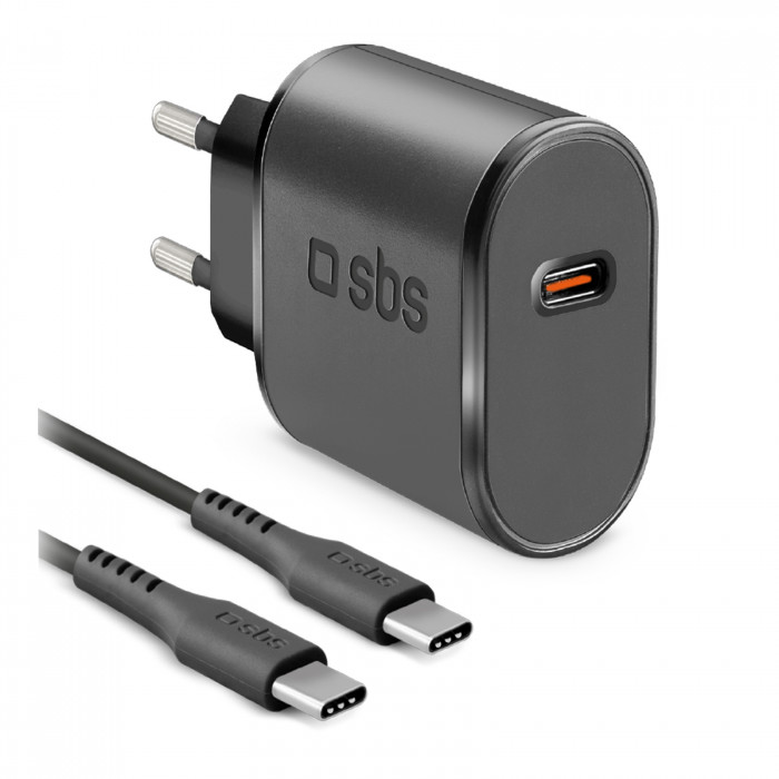 SBS Kit con Caricatore da Rete 15W e cavo USB-C - USB-C