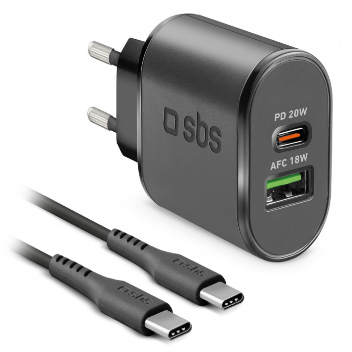 SBS Wall Charger Kit 20W con Cavo USB-C USB-C