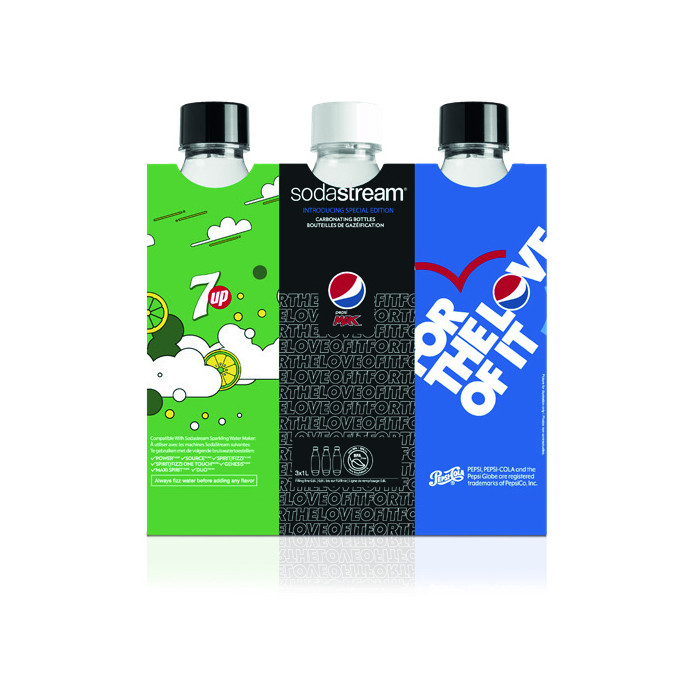 Sodastream Tripack Bottiglie Pepsi-7UP e Pepsi in PET Riutilizzabili da 1 LT