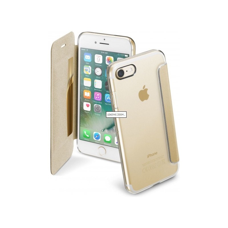 [OLD] Cellular Line Clear Book Oro Custodiua a Libro per iPhone 7 con Retro Trasparente