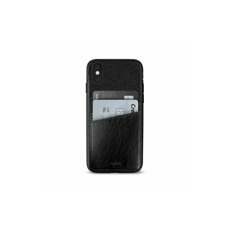 [OLD] Puro Shine Pocket Nera per Cover iPhone X con Vani Portatessere