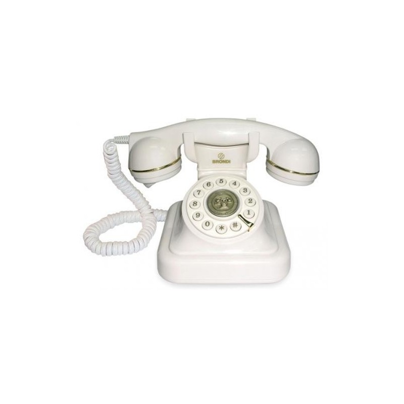 [OLD] Brondi Vintage 20 Bianco Telefono con Filo Stile Retrò con Cavi in Tessuto