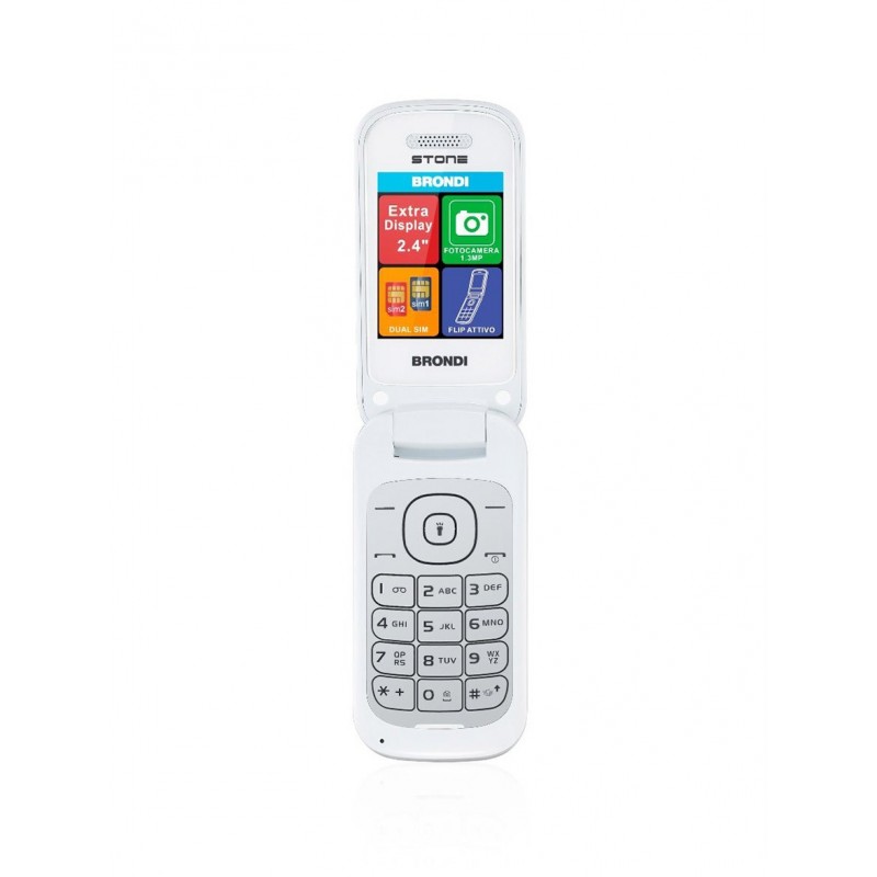 [OLD] Brondi Stone Bianco Telefono Cellulare a Conchiglia Dual Sim