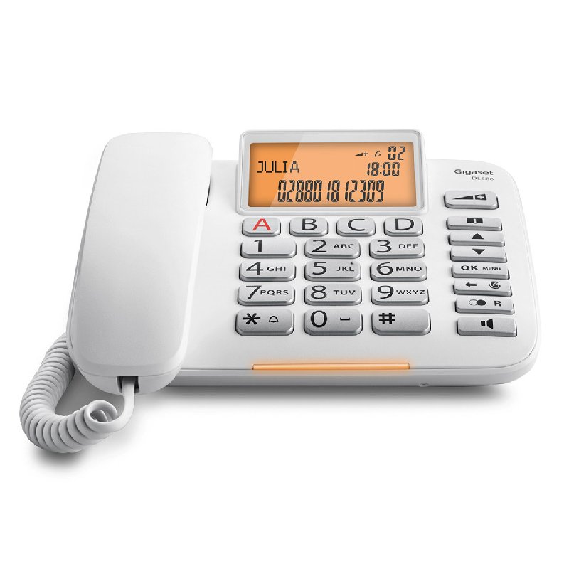 [OLD] Gigaset DL 580 Bianco Telefono con Filo con Display e Tasti Grandi