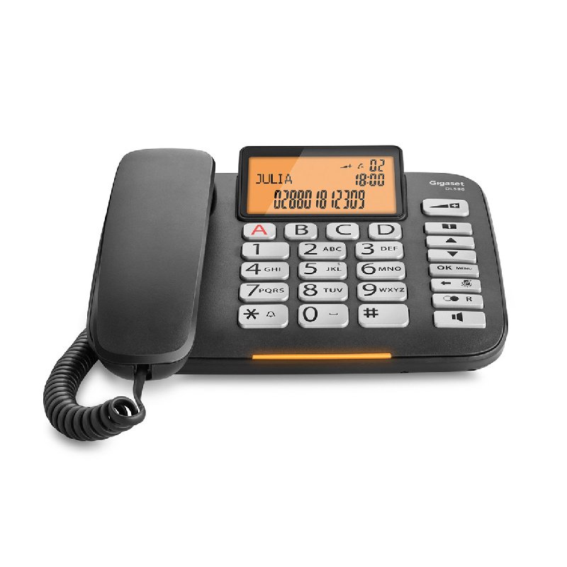 [OLD] Gigaset DL 580 Nero Telefono con Filo con Display e Tasti Grandi