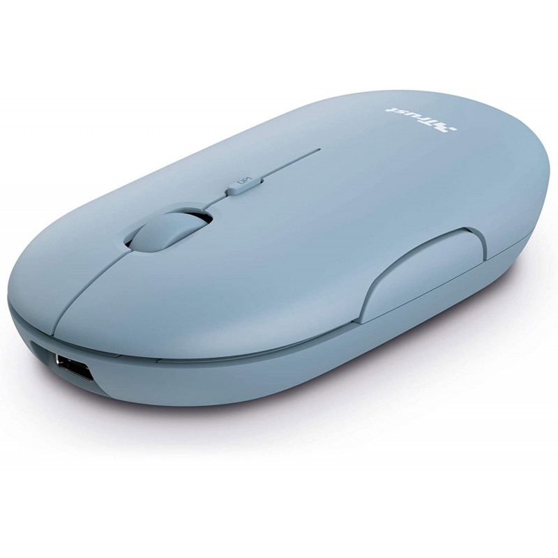 Trust 24126 Mouse Wireless Ricaricabile Ultrasottile Puck Blu