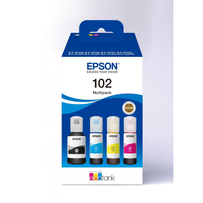Epson 102 Confezione Multipack Flaconi 4 Colori per EcoTank